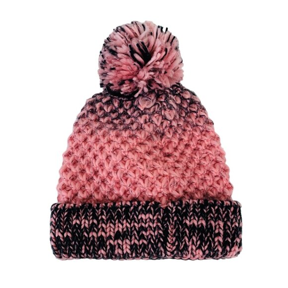 Trulfit Warm Cable Knit Hat Womens Beanie Large Pom Pom Pink Black Winter Gift - Picture 1 of 10